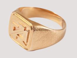 Arany (Au) pecsétgyűrű, 18K, jelzett, m: 65, 14,6g