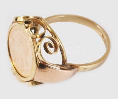 Arany (Au) gyűrű, jelzett, Pénzverő, 14K, m: 50, 3,8g