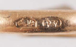 Arany (Au) gyűrű, kő nélkül, 14K, jelzett, Pénzverő, m:47, 0,98g