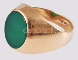 Arany (Au) gyűrű, kővel, 14K, jelzett, Pénzverő, m:54, bruttó 4,94