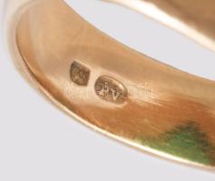 Arany (Au) gyűrű, kővel, 14K, jelzett, Pénzverő, m:54, bruttó 4,94