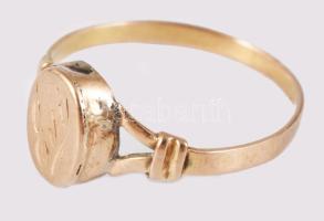 Arany (Au) csecsemő gyűrű, Évi névvel, jelzett, 14K, kis méret, 0,52g