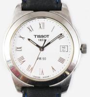Tissot kvarc óra új bőr szíjjal, elem nélkül d: 36 mm
