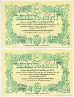 1979. "Márka Sorsjegy" (2x) Borgazdasági Vállalatok Trösztjének sorsjátéka "II. osztály", sorszámkövetők "118 532 - 118 533" T:AU