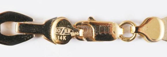 Fehér- és sárga arany (Au) nyaklánc, jelzett, 14K, h: 42cm, 11,7g