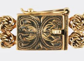 Arany fonott karlánc, Pénzverő, 14K, jelzett, h: 18cm, 13,6g