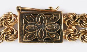 Arany fonott karlánc, Pénzverő, 14K, jelzett, h: 18cm, 13,6g