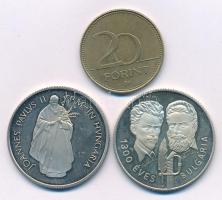 1981. 100Ft Cu-Ni-Zn "Bulgária 1300 éves" kapszulában + 1991. 100Ft Cu-Ni "II. János ...