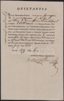 1822 Báró Podmaniczky Sándor (1758-1830) saját kézzel aláírt latin nyelvű kézzel kiegészített nyugtája gróf Wartensleben Károlynak nyújtott kölcsönről, hajtva, szép állapotban