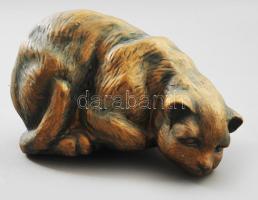 Macska. Antikolt hatású kerámia, jelzés nélkül, hibátlan, h: 19 cm