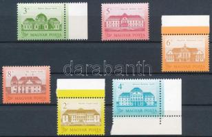 1986 Kastélyok 2Ft, 4Ft és 8Ft 12 : 11 1/2 fogazással + 3Ft, 5Ft és 6Ft 12 3/4 : 12 1/4 fogazással, sihl papíron (13.500)