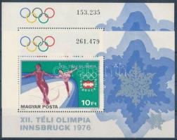 1976 Téli olimpia (V.) - Innsbruck blokk a zöld karika színelcsúszásával + támpéldány