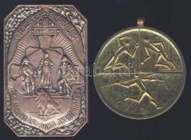 1932 "L.A.S.E. kardvívás V." Br emlékplakett T: 2 + DN atlétika aranyérem T:3