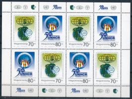 2001 Nemzetközi szervezetek 50. évfordulója kisív a 7. bélyegen "kék folt az Anniversary felirat után" tévnyomattal