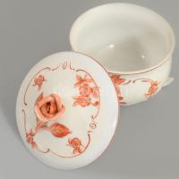 Herendi rózsamintás bonbonier, jelzett, rózsán kis pattogzással, m: 11 cm