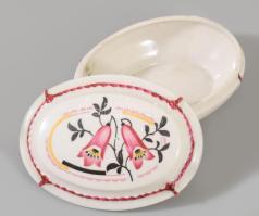 cca 1930 Zsolnay virágmintás ékszeres edény, jelzett, hibátlan, 10x7,5 cm