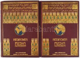Hedin, Sven: Ázsia szívében. Tizezer kilométernyi úttalan utazás. I-II. köt. Ford.: Thirring Gusztáv. A Magyar Földrajzi Társaság Könyvtára. Bp., é.n., Lampel R., 1 (címkép) t.+ 214+[2] p.+ 16 t.; 270+[2] p.+ 16 t. Kiadói aranyozott egészvászon sorozatkötés, nagyrészt jó állapotban, az I. kötetből a térkép hiányzik.