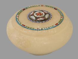 Ásvány bonbonier, tetejében murano mikromozaik berakással, d: 8 cm