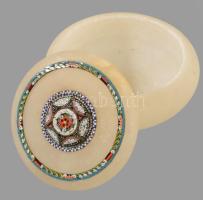 Ásvány bonbonier, tetejében murano mikromozaik berakással, d: 8 cm