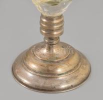 Kristály váza, ezüst (Ag) talpban, 800 ezrelékes ezüst, lepattanással, m: 29 cm