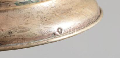 Kristály váza, ezüst (Ag) talpban, 800 ezrelékes ezüst, lepattanással, m: 29 cm