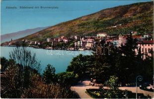Abbazia, Opatija; Südstrand mit Brunnenplatz / general view (gyűrődés / crease)