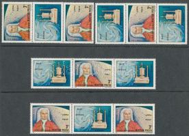 1974 Segner János bélyeg 2 függőleges és 2 vízszintes fordított állású hármascsíkban