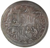 2 darab antik zinezett bronz dísztál, d: 25,5 cm