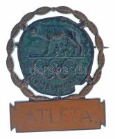 1960. "Roma MCMLX - Atleta" zománcozott bronz olimpiai jelvény (47x37mm) T:AU,XF patina
1...