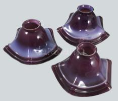 Horváth Márton (1941-2013): 3 darab lilán színezett kétrétegű opálüveg lámpabúra, szájánál egyiken lepattanással, d: 23 cm