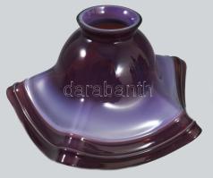 Horváth Márton (1941-2013): 3 darab lilán színezett kétrétegű opálüveg lámpabúra, szájánál egyiken l...