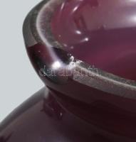 Horváth Márton (1941-2013): 3 darab lilán színezett kétrétegű opálüveg lámpabúra, szájánál egyiken l...