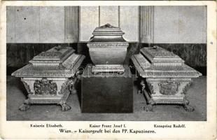Wien, Vienna, Bécs; Kaisergruft bei den PP. Kapuzinern, Sarg der Kaiserin Elisabeth, Kaiser Franz Josef I, Kronprinz Rudolf / Austrian royal caskets, tomb (EK)