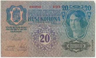 1913. 20K II. kiadás, piros "DEUTSCHÖSTERREICH" felülbélyegzéssel T:F erős papír, de kis a...