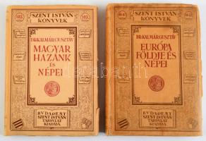 Dr. Kalmár Gusztáv: Magyar hazánk és népei - Magyarország leírása (Szent István könyvek 103) Szent István Társulat, 1932. Kiadói papírkötésben +  Kalmár Gusztáv, Dr.: Európa földjei és népei Bp. (1936) Szent István-Társulat. 202 l., 3 lev. Kiadói papírborítóban.