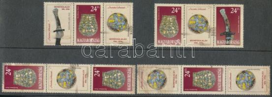 1996 Honfoglalás kori emlékek 2 függőleges és 2 vízszintes hármascsíkban