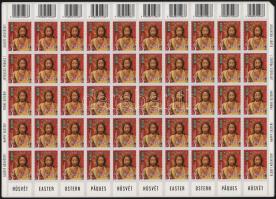 2021 Húsvét - Belföld öntapadós hajtott teljes ív, ívszélen vonalkóddal, "HÚSVÉT" és "ÁLDOTT HÚSVÉTOT" több nyelvű felirattal (14.500)