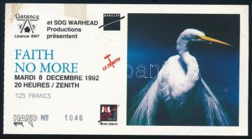 1992 Faith No More koncertjegy, Paris, Le Zenith, 8. Decembre 1992, No. 1046.