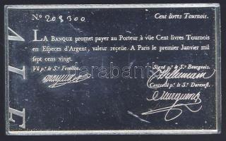 Franciaország francia váltót formázó ezüst plakett 10g T:PP