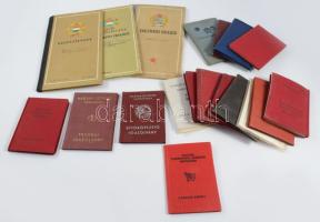 20 db vegyes igazolvány és bizonyítvány, közte, leckekönyv, MÁV igazolvány, MHSZ igazolvány, stb