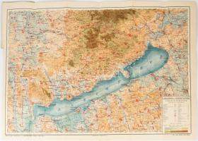 cca 1910 A Balaton és környékének turistatérképe, 1:150,000, rajzolta és metszette: Schubert Ignác, ...