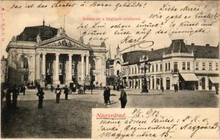 1903 Nagyvárad, Oradea; Brémer tér a Szigligeti színházzal, üzletek / square with theatre, shops (fl)