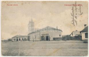 1912 Radnót, Radnuten, Iernut; Piactéri részlet, Michel B. üzlete, templom. Dunky Fivérek cs. és kir. udvari fényképészek kiadása / market square, shops, church (fa)