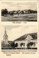 Radnót, Radnuten, Iernut; Piata principala, Biserica ref. si Scoala Primara / Fő tér, református templom és iskola. Kántor János foto / main square, Calvinist church and school
