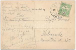 1911 Brassó, Kronstadt, Brasov; M. kir. pénzügyi palota. Magyar zászlós szecessziós litho keret / fi...