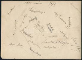 1923 Leányiskola (feltehetőleg a Veres Pálné Gimnázium) tantermében készült felvétel, a táblán irred...