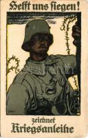1917 Helft uns fliegen! Zeichnet Kriegsanleihe / Hadikölcsön propaganda művészlap / WWI German and Austro-Hungarian K.u.K. military, war loan propaganda art postcard s: Erler + "K.u.K. Husarenregiment Graf Radetzky No. 5." (kopott sarkak / worn corners)