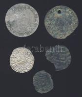 XVI.-XIX. sz. 5 db dénár és krajcár Ag