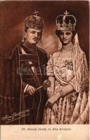 IV. Károly király és Zita királyné / Charles I of Austria and Queen Zita. Fec. Ch. Scolik 1916. (felületi sérülés / surface damage)