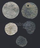 XVI.-XIX. sz. 5 db dénár és krajcár Ag